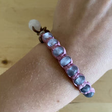 Load and play video in Gallery viewer, Cloudy Quartz and Rose Quartz Bracelet, Pink Silk
