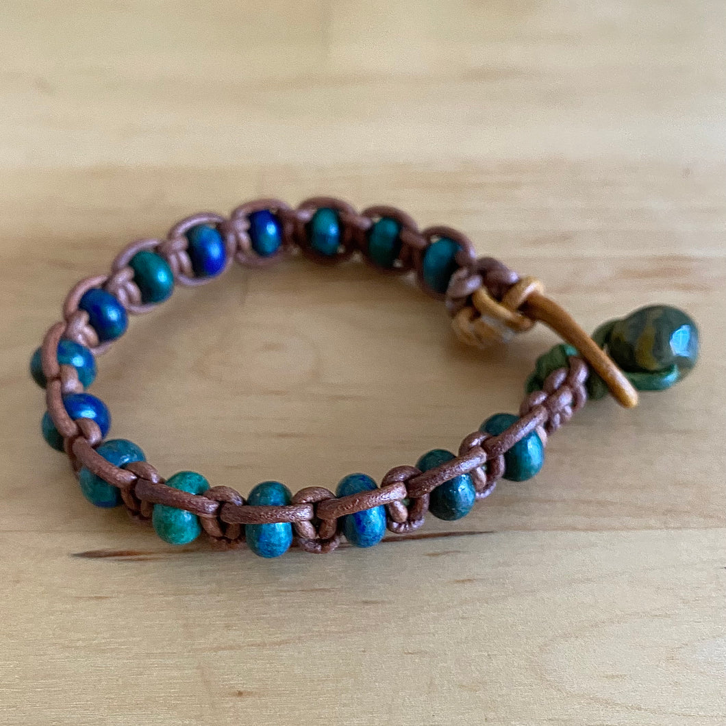 Chrysocolla Bracelet, Leather