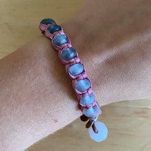 Load image into Gallery viewer, Cloudy Quartz and Rose Quartz Bracelet, Pink Silk
