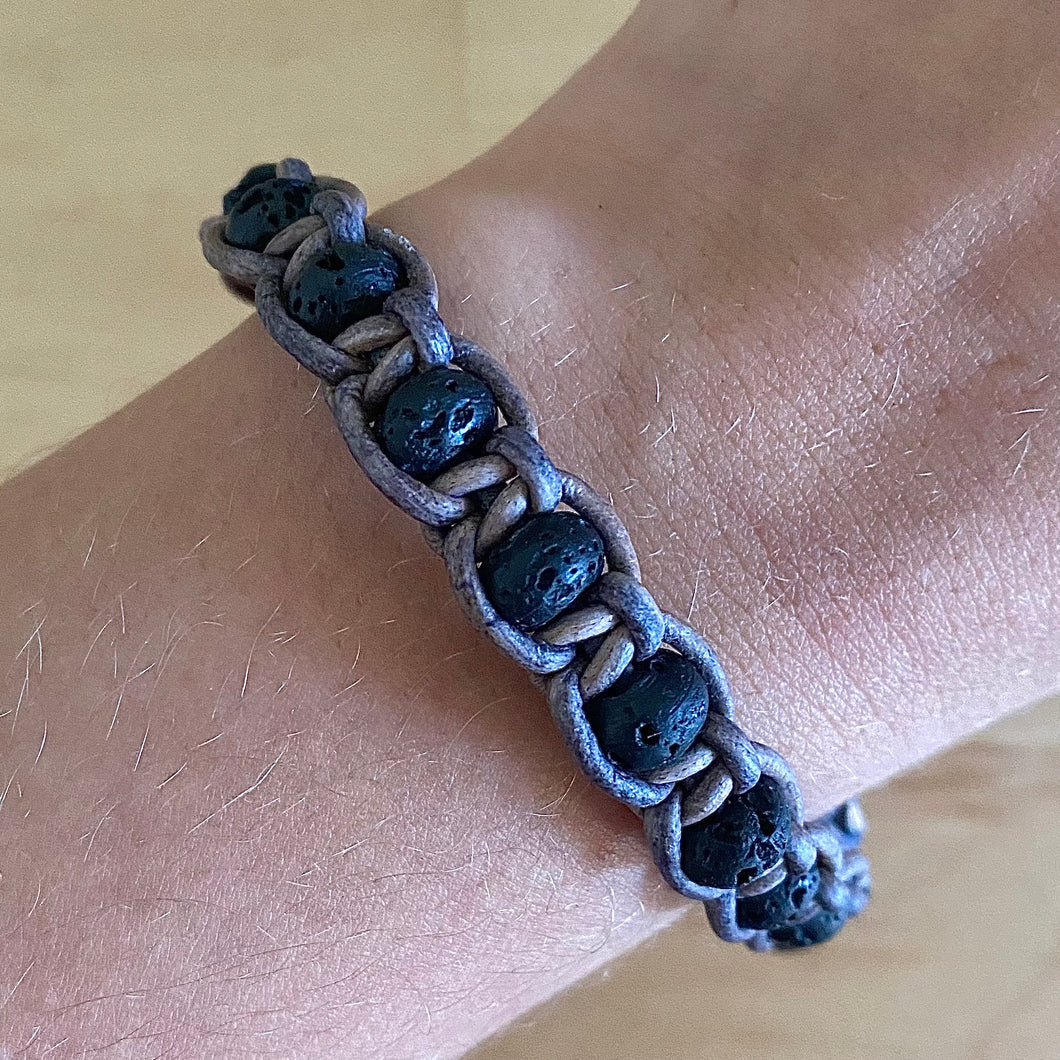 Lava Stone Bracelet, Leather