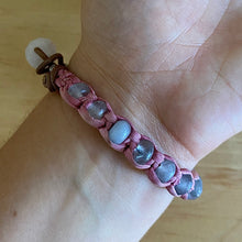 Load image into Gallery viewer, Cloudy Quartz and Rose Quartz Bracelet, Pink Silk
