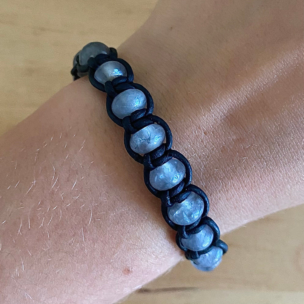 Cloudy Quartz Bracelet, Leather